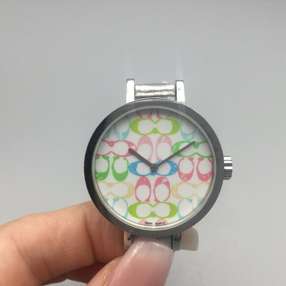 Coach Signature Watch Women 33mm Logo Dial Silver Tone Leather Band New Battery main image 7